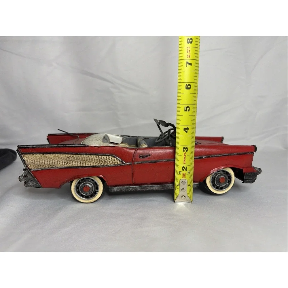Vintage Red Tin Toy Convertible Car Vehicle - Age 17 Years & Up